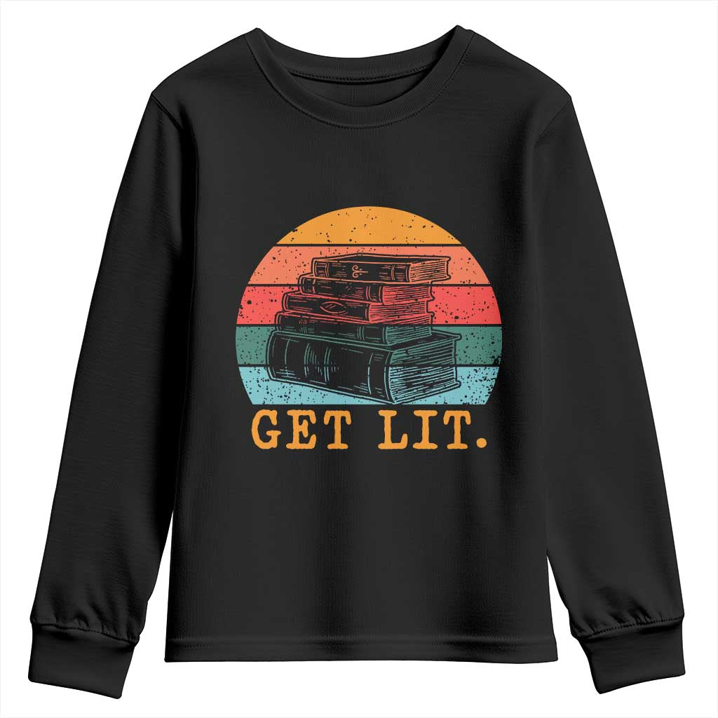 Book Lover Youth Sweatshirt Get Lit Literature Reading - Wonder Print Shop
