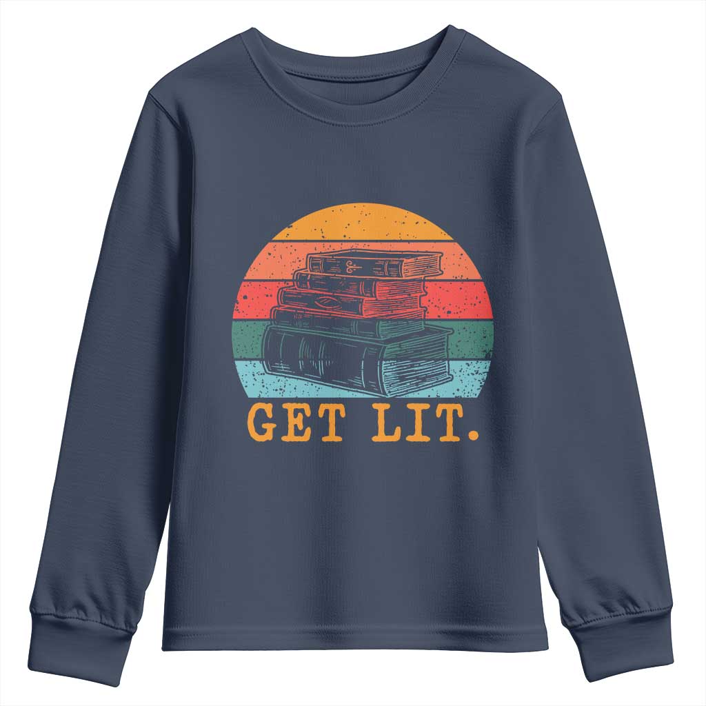 Book Lover Youth Sweatshirt Get Lit Literature Reading - Wonder Print Shop