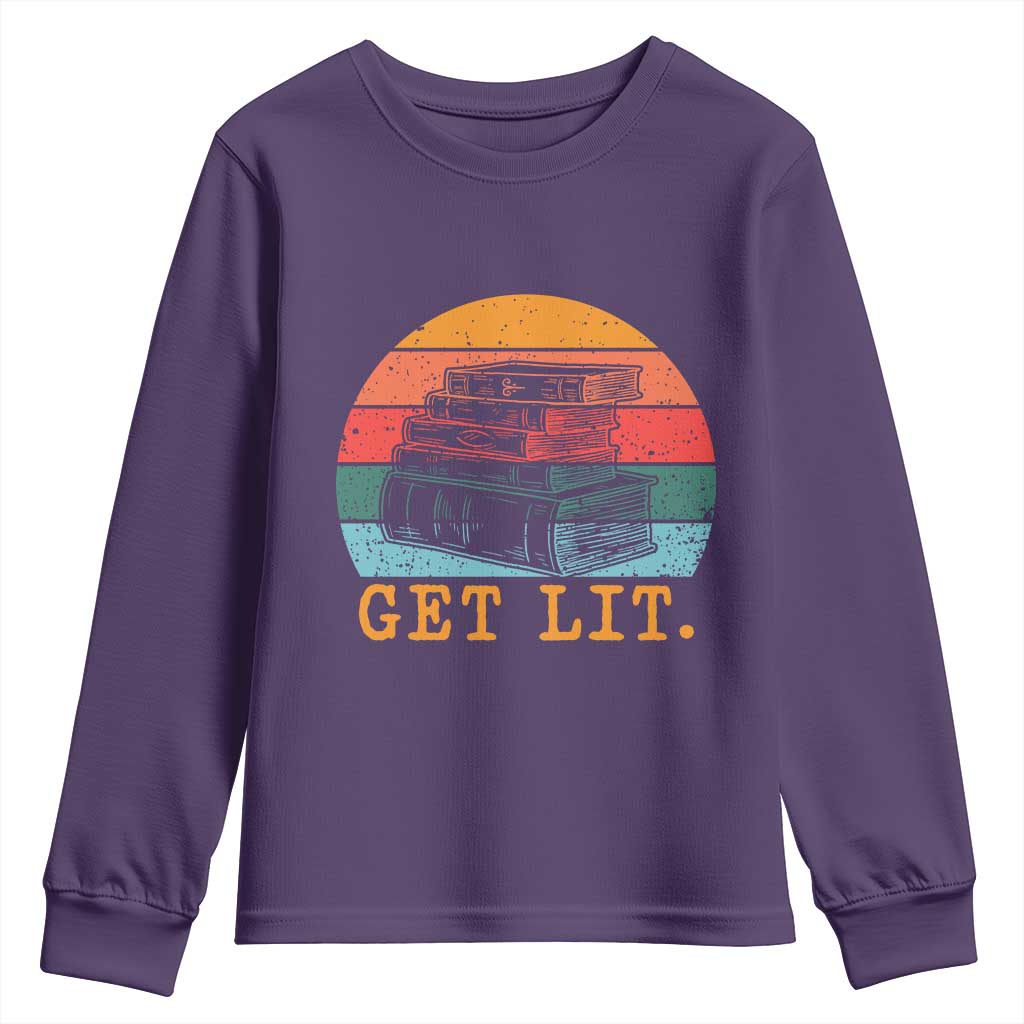 Book Lover Youth Sweatshirt Get Lit Literature Reading - Wonder Print Shop