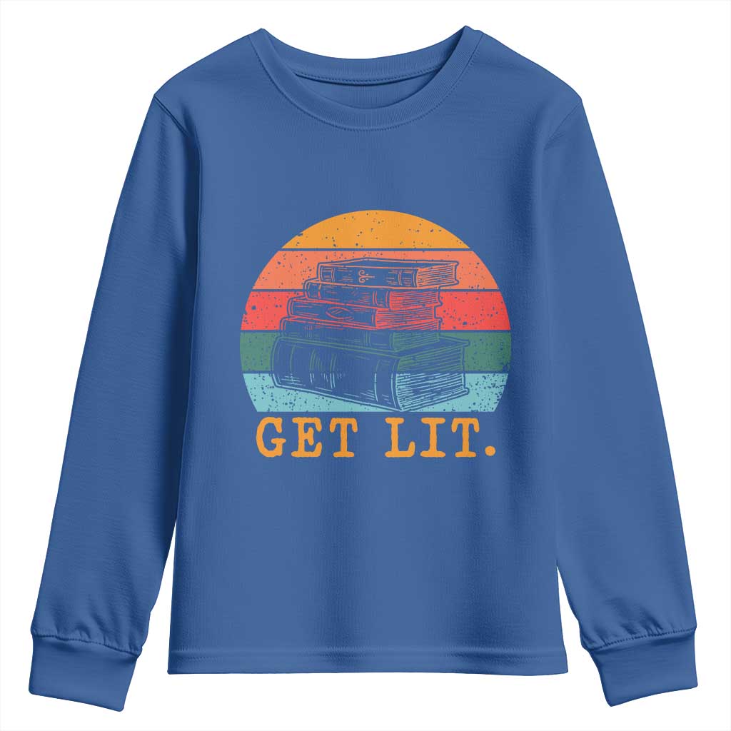 Book Lover Youth Sweatshirt Get Lit Literature Reading - Wonder Print Shop