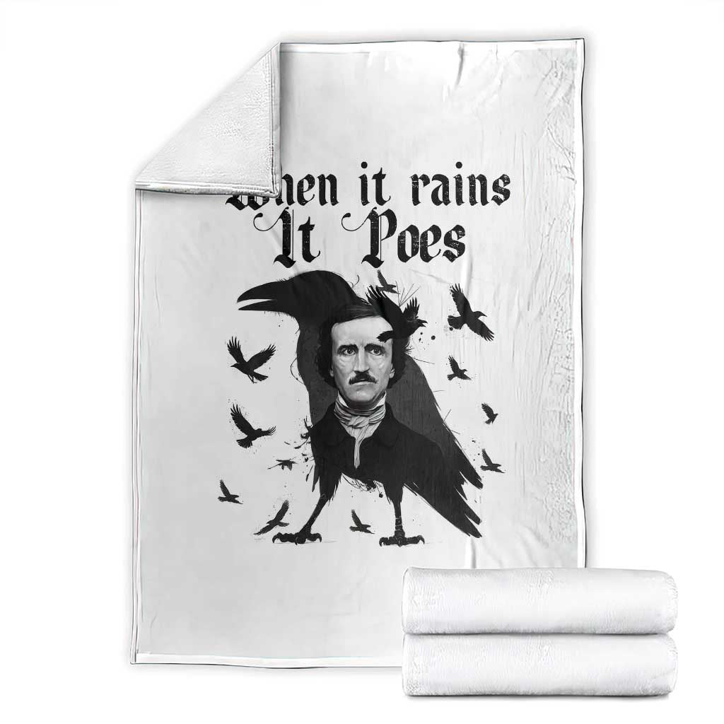 Funny Edgar Allan Poe Throw Blanket When It Rains It Poes - Wonder Print Shop