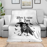 Funny Edgar Allan Poe Throw Blanket When It Rains It Poes - Wonder Print Shop