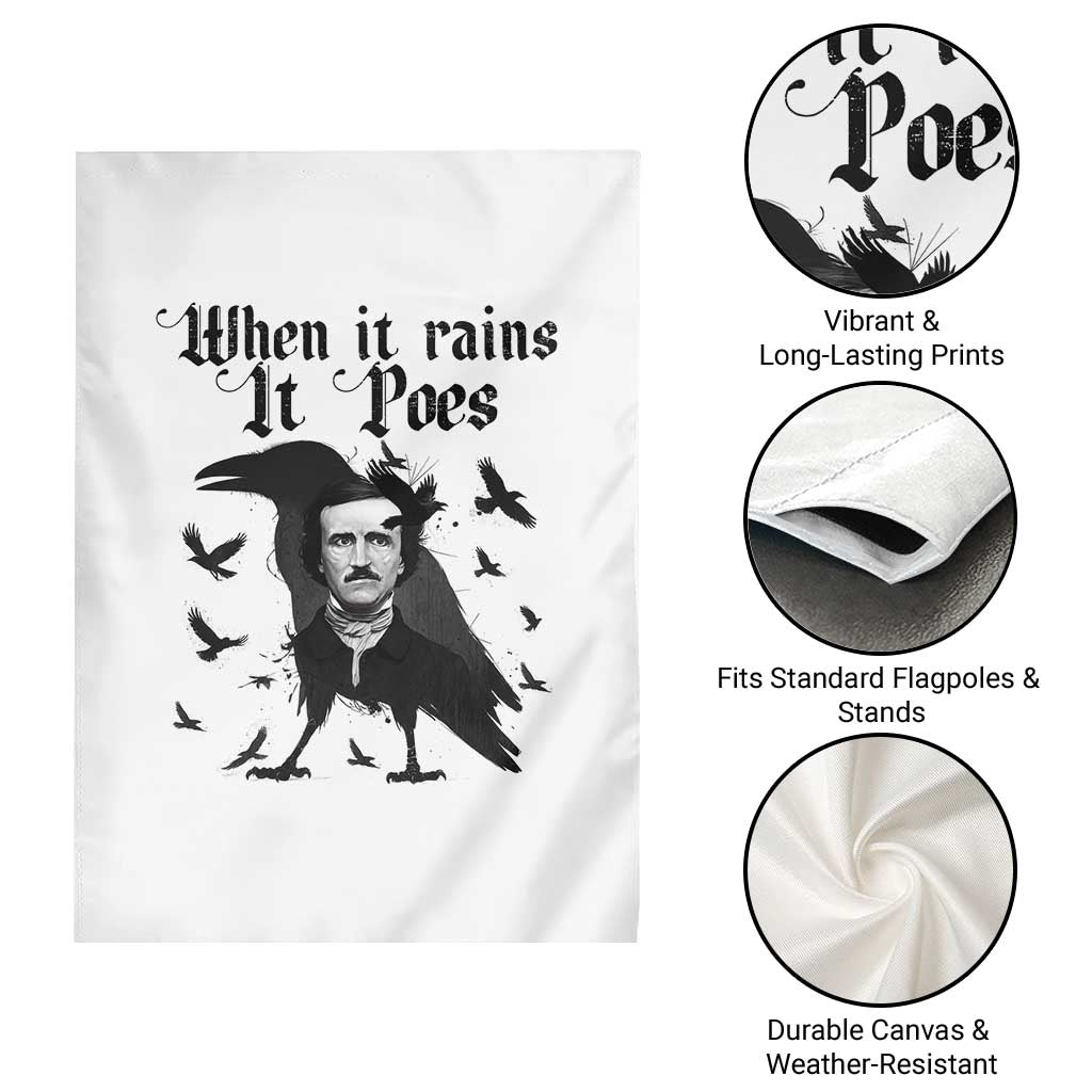 Funny Edgar Allan Poe Garden Flag When It Rains It Poes - Wonder Print Shop