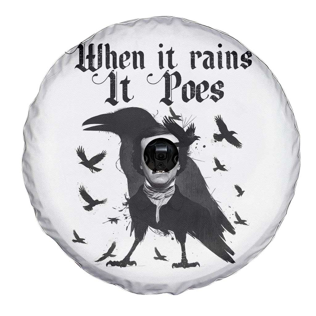 Funny Edgar Allan Poe Spare Tire Cover When It Rains It Poes - Wonder Print Shop