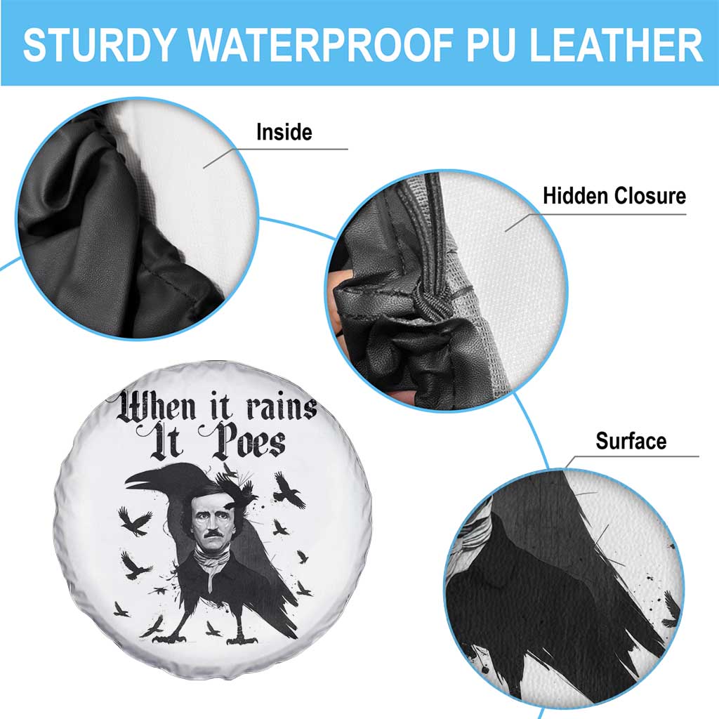 Funny Edgar Allan Poe Spare Tire Cover When It Rains It Poes - Wonder Print Shop