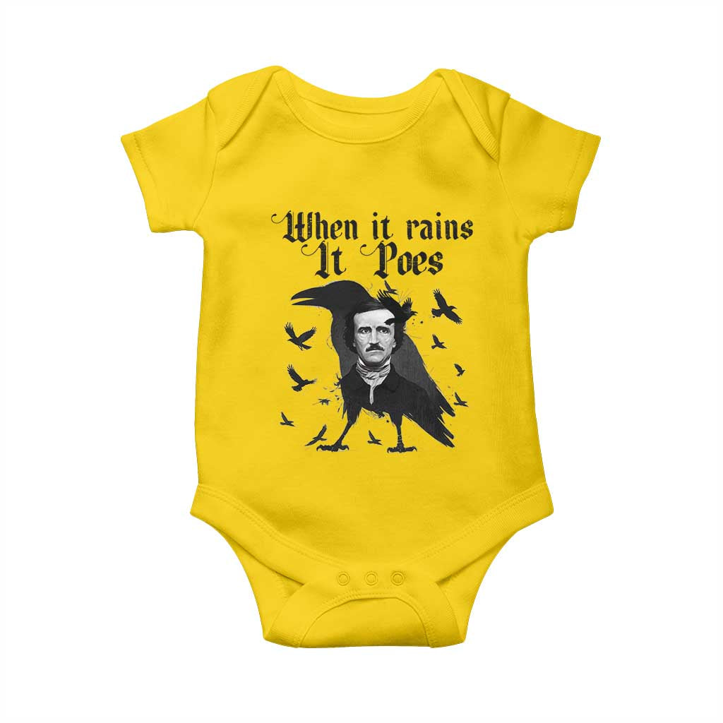 Funny Edgar Allan Poe Baby Onesie When It Rains It Poes - Wonder Print Shop