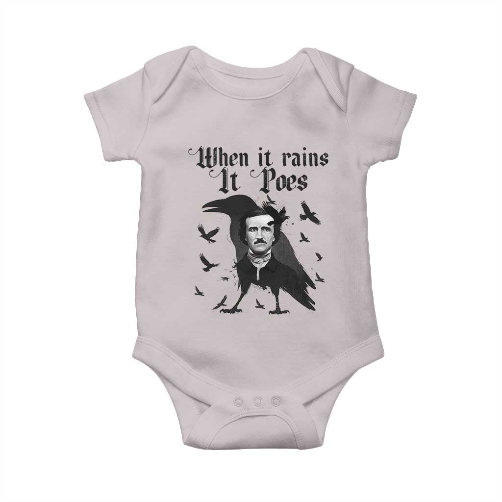 Funny Edgar Allan Poe Baby Onesie When It Rains It Poes - Wonder Print Shop