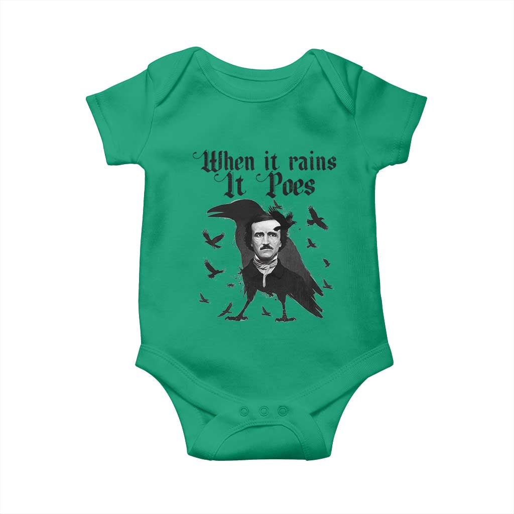Funny Edgar Allan Poe Baby Onesie When It Rains It Poes - Wonder Print Shop