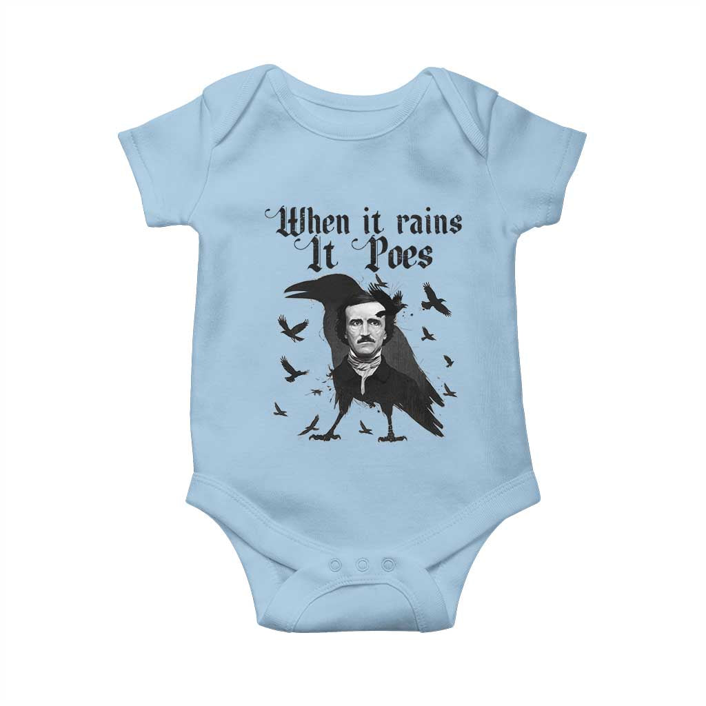 Funny Edgar Allan Poe Baby Onesie When It Rains It Poes - Wonder Print Shop