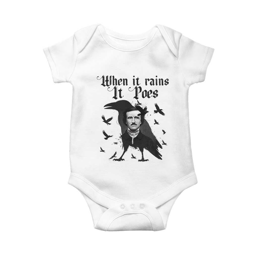 Funny Edgar Allan Poe Baby Onesie When It Rains It Poes - Wonder Print Shop