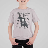 Funny Edgar Allan Poe T Shirt For Kid When It Rains It Poes - Wonder Print Shop