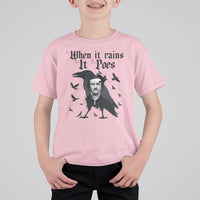 Funny Edgar Allan Poe T Shirt For Kid When It Rains It Poes - Wonder Print Shop
