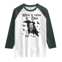 Funny Edgar Allan Poe Raglan Shirt When It Rains It Poes - Wonder Print Shop