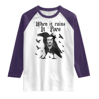 Funny Edgar Allan Poe Raglan Shirt When It Rains It Poes - Wonder Print Shop