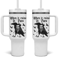 Funny Edgar Allan Poe Tumbler With Handle When It Rains It Poes
