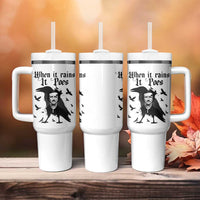 Funny Edgar Allan Poe Tumbler With Handle When It Rains It Poes