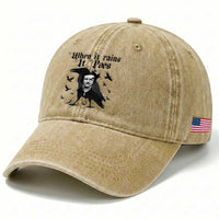 Funny Edgar Allan Poe Washed Cotton Baseball Cap When It Rains It Poes