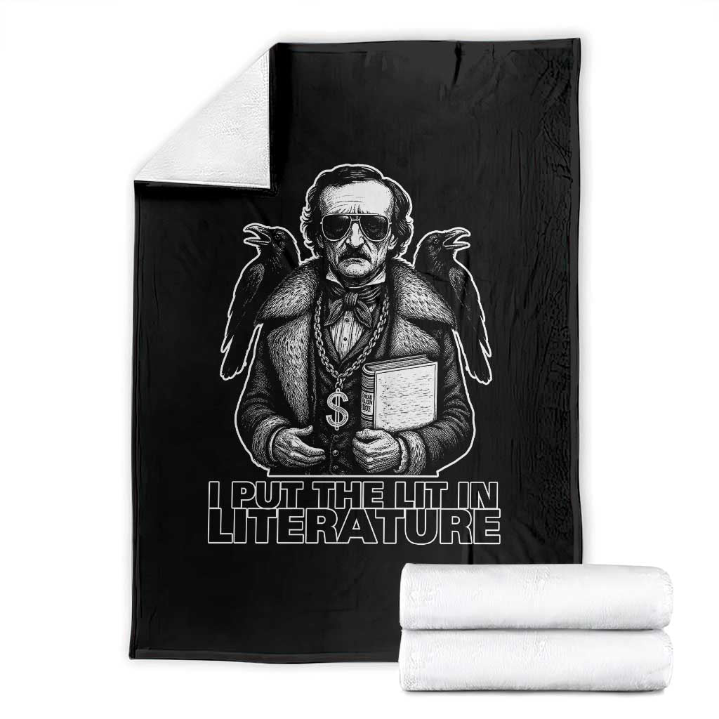 Funny Edgar Allan Poe Throw Blanket I Put The Lit In Literature - Wonder Print Shop
