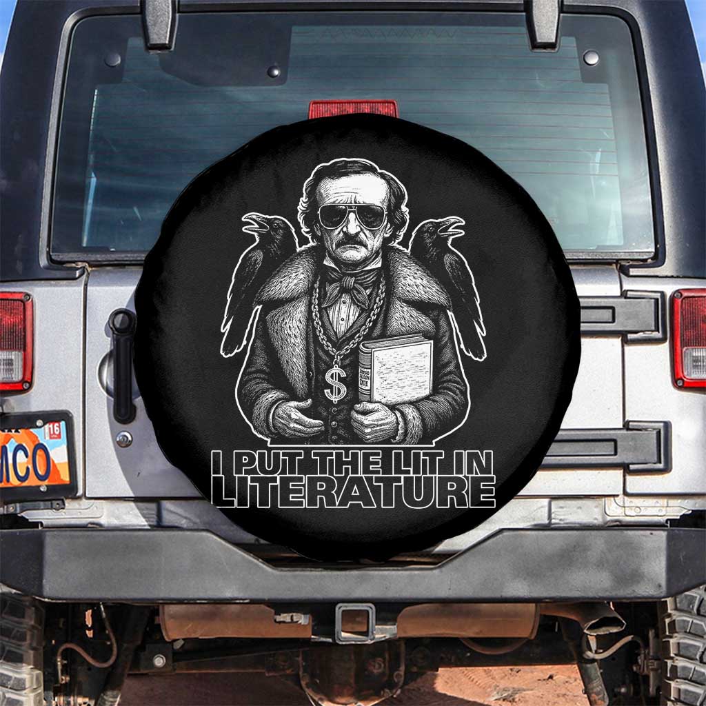 Funny Edgar Allan Poe Spare Tire Cover I Put The Lit In Literature - Wonder Print Shop