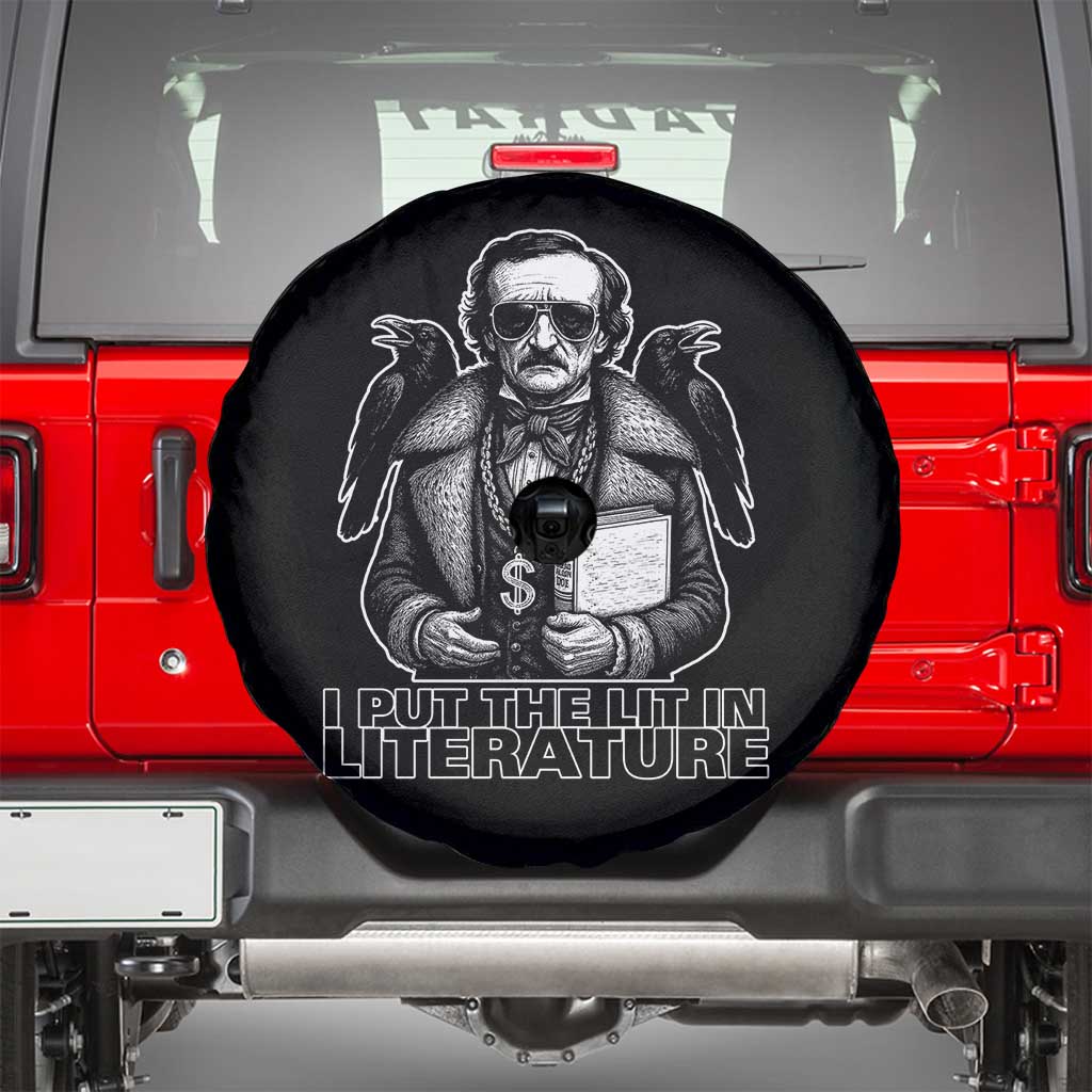 Funny Edgar Allan Poe Spare Tire Cover I Put The Lit In Literature - Wonder Print Shop
