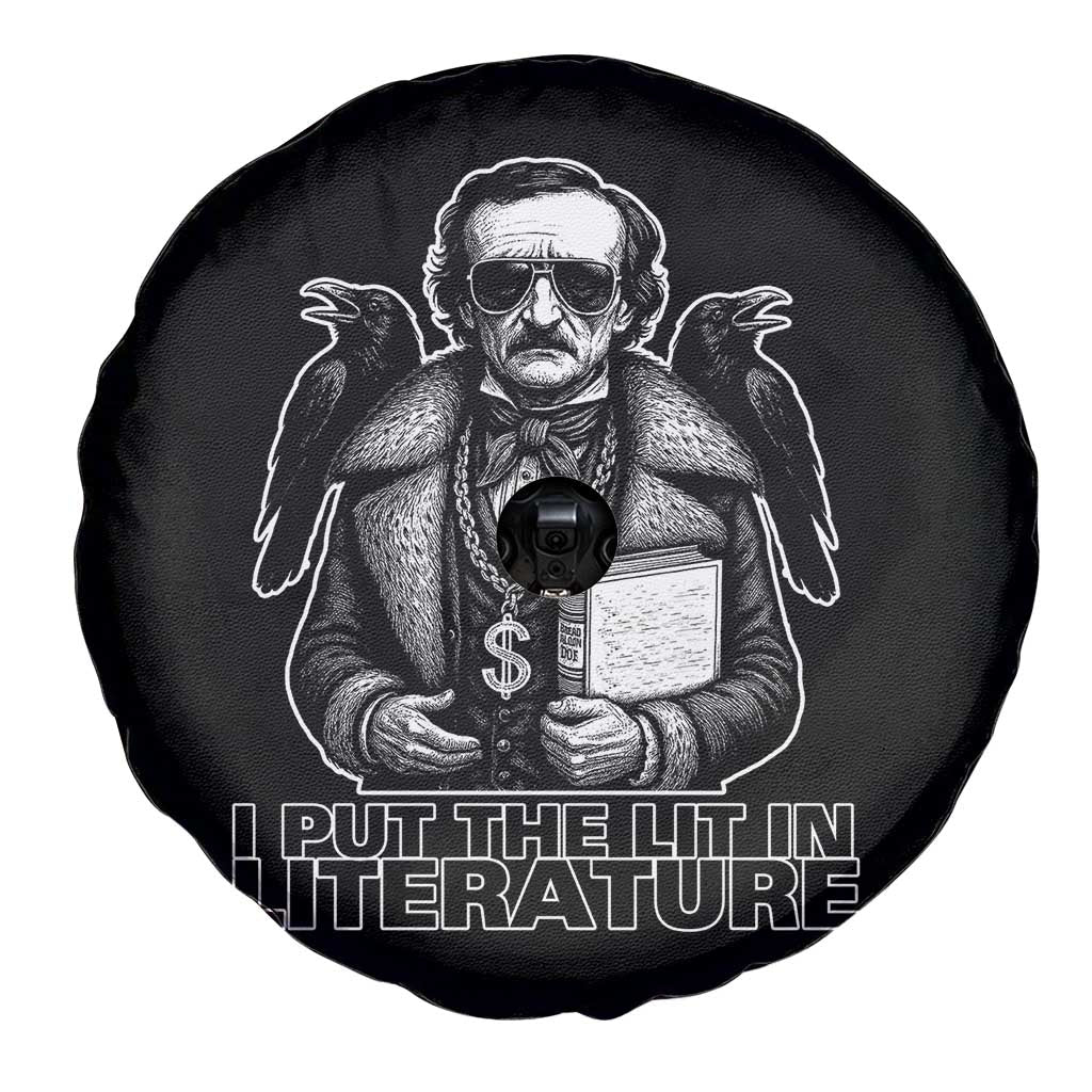 Funny Edgar Allan Poe Spare Tire Cover I Put The Lit In Literature - Wonder Print Shop