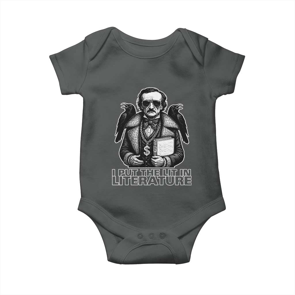 Funny Edgar Allan Poe Baby Onesie I Put The Lit In Literature - Wonder Print Shop