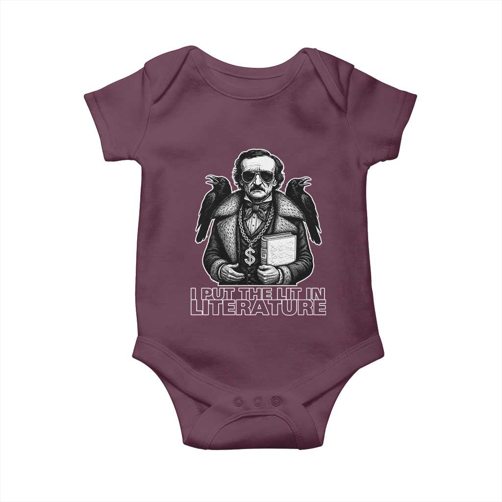 Funny Edgar Allan Poe Baby Onesie I Put The Lit In Literature - Wonder Print Shop