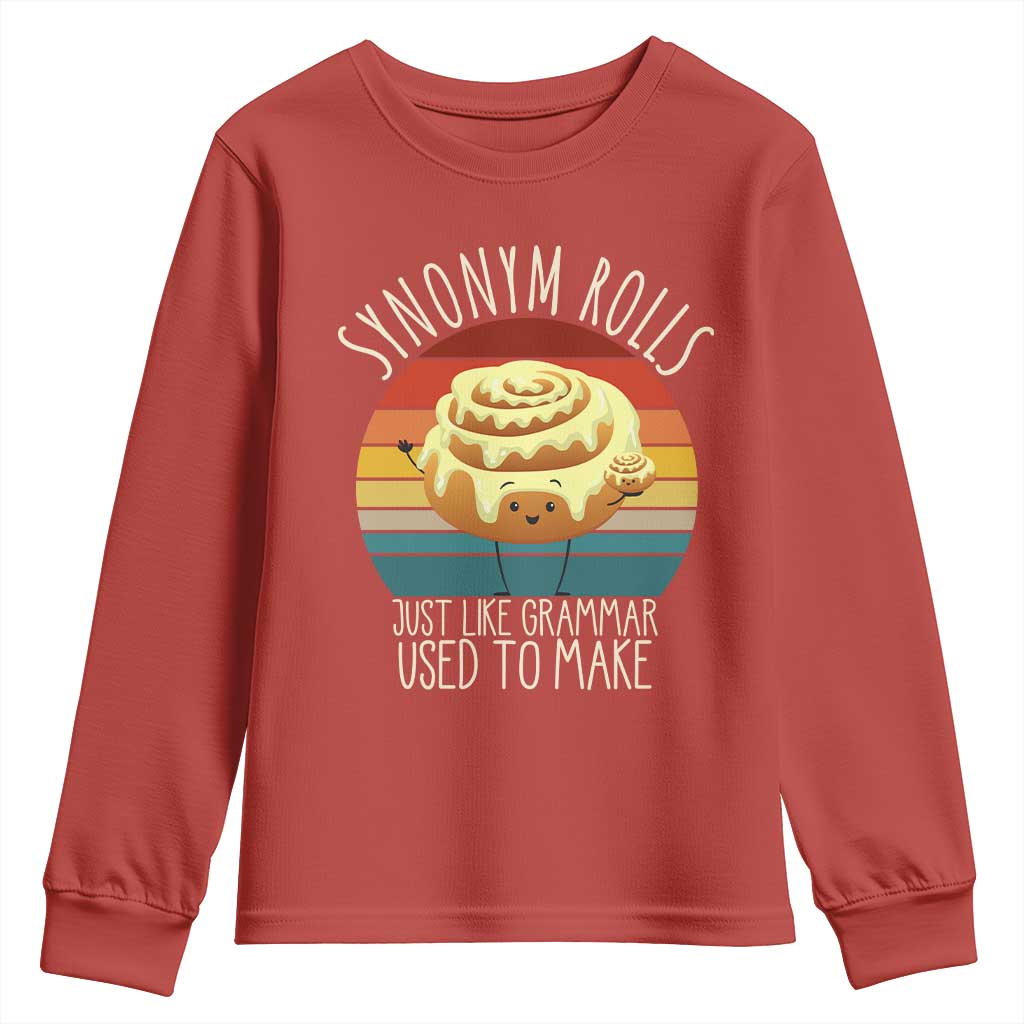 Funny English Grammar Youth Sweatshirt Synonym Rolls Just Like Grammar Used To Make - Wonder Print Shop