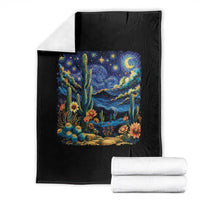 Desert Night Cactus Starry Night Arizona Stars Sky Nature Lover Gift Throw Blanket