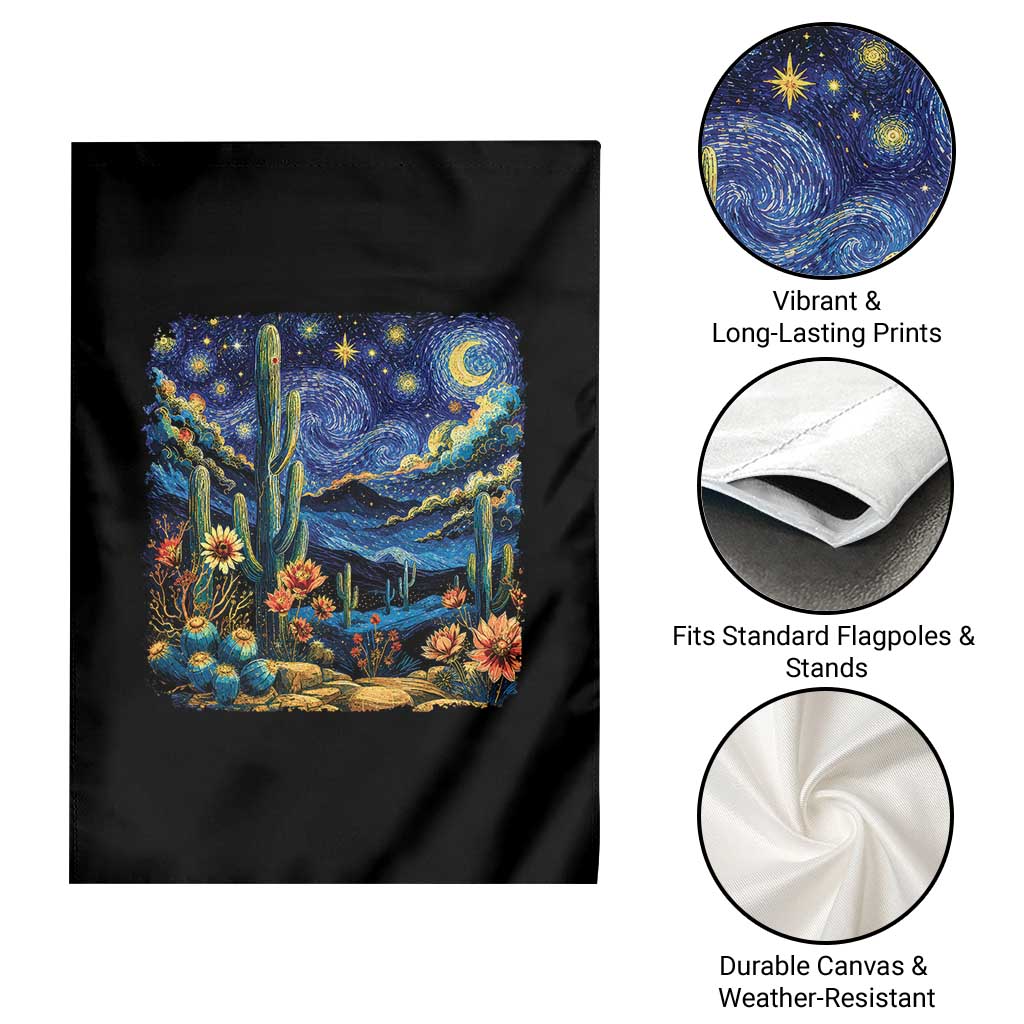 Desert Night Cactus Starry Night Arizona Stars Sky Nature Lover Gift Garden Flag