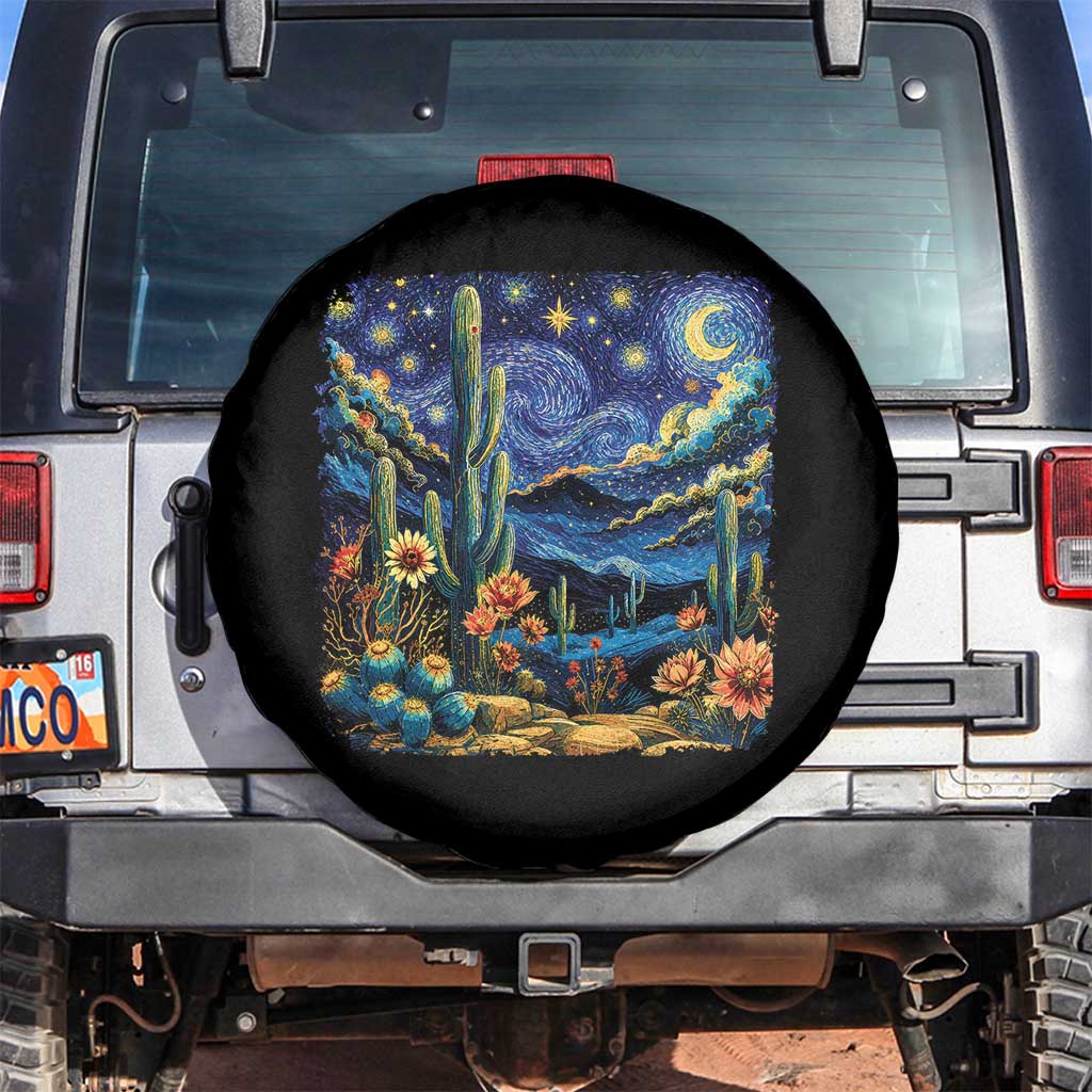 Desert Night Cactus Starry Night Arizona Stars Sky Nature Lover Gift Spare Tire Cover