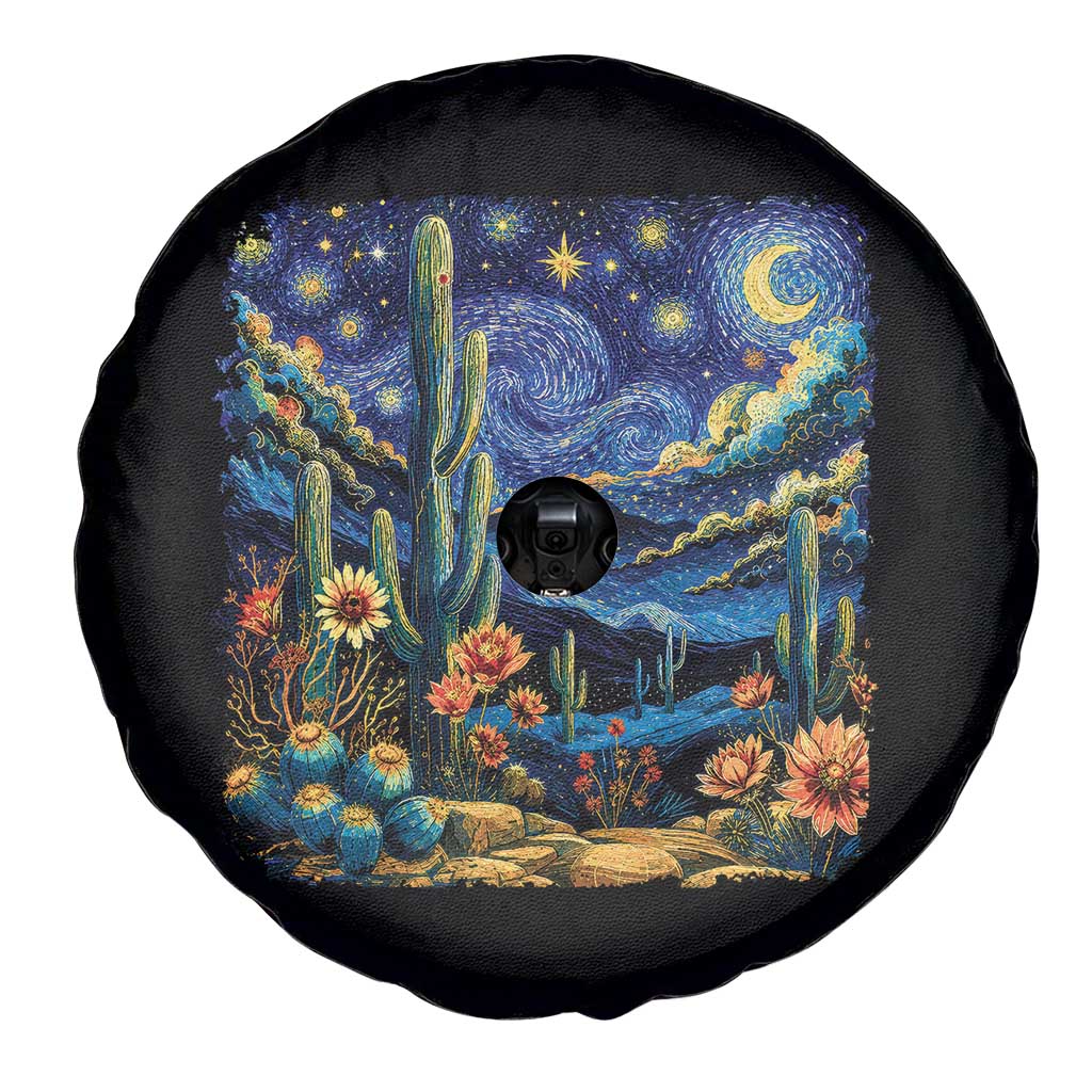Desert Night Cactus Starry Night Arizona Stars Sky Nature Lover Gift Spare Tire Cover