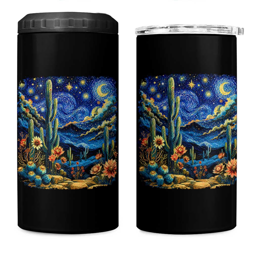 Desert Night Cactus Starry Night Arizona Stars Sky Nature Lover Gift 4 in 1 Can Cooler Tumbler