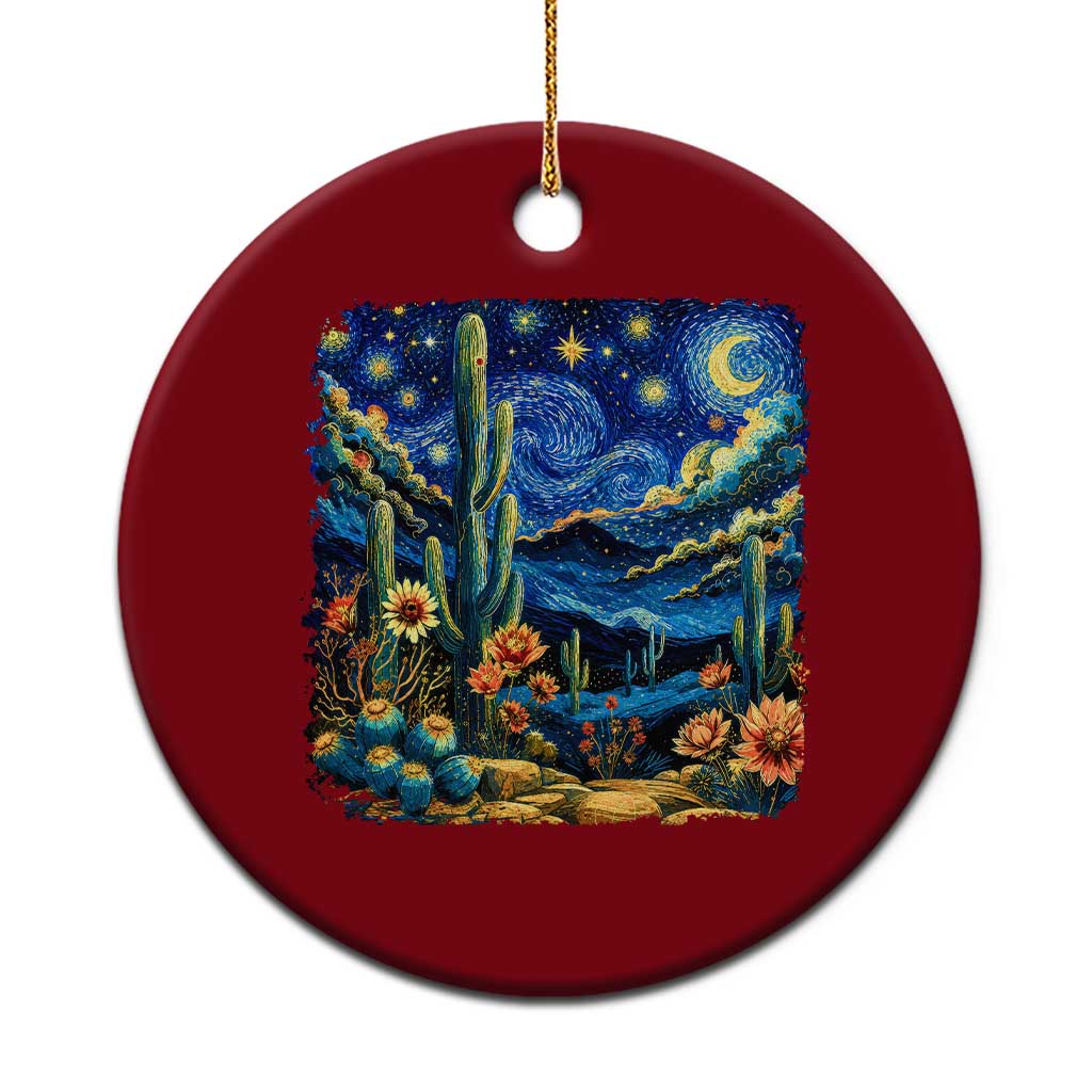 Desert Night Cactus Starry Night Arizona Stars Sky Nature Lover Gift Ceramic Ornament