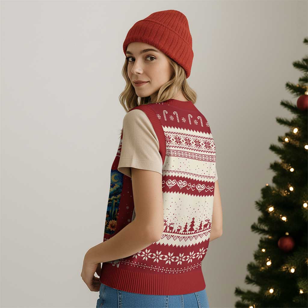 Desert Night Cactus Starry Night Arizona Stars Sky Nature Lover Gift V-Neck Knit Sweater Vest