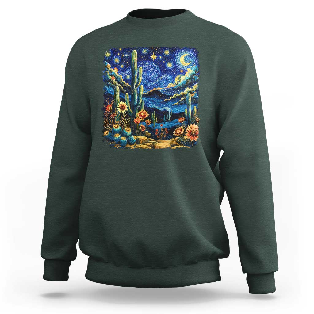 Desert Night Cactus Starry Night Arizona Stars Sky Nature Lover Gift Sweatshirt