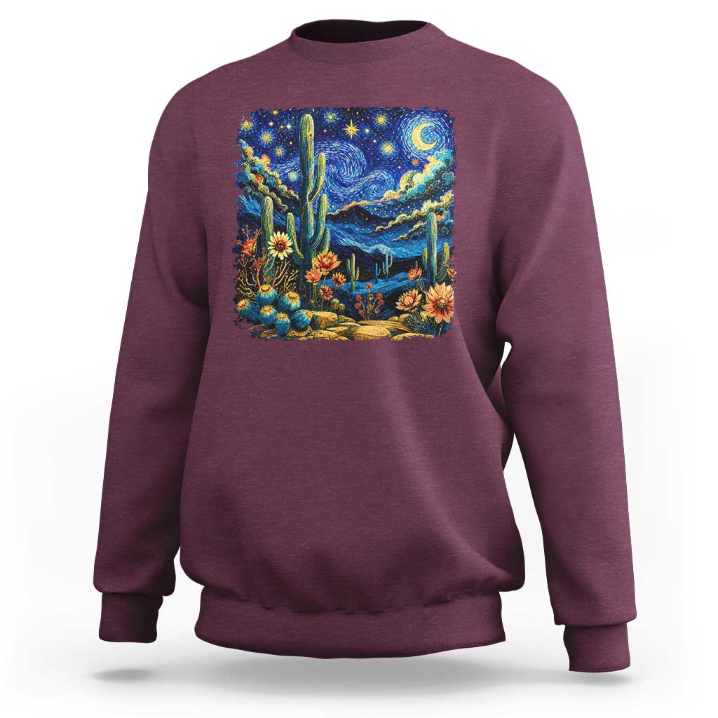 Desert Night Cactus Starry Night Arizona Stars Sky Nature Lover Gift Sweatshirt