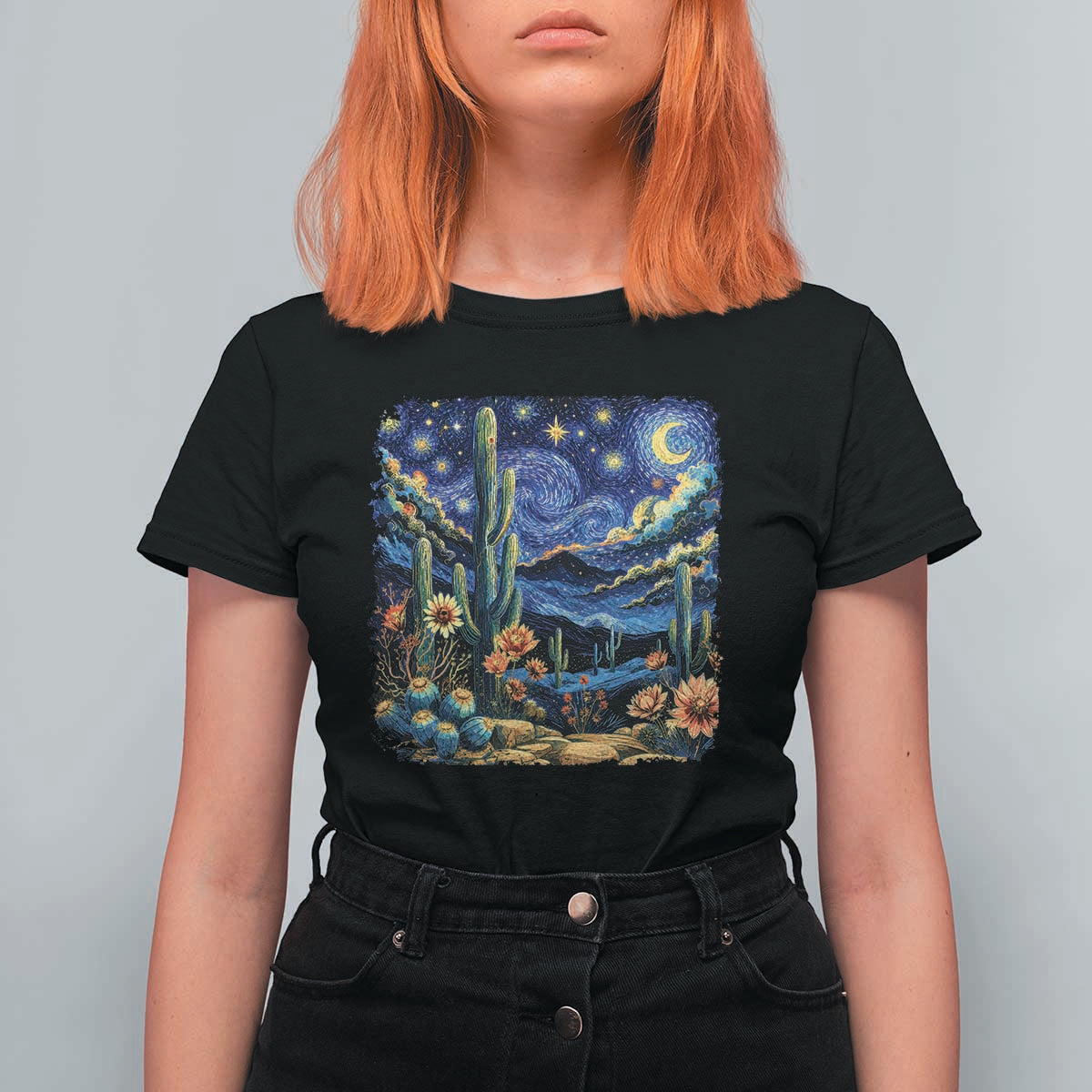 Desert Night Cactus Starry Night Arizona Stars Sky Nature Lover Gift T Shirt For Women