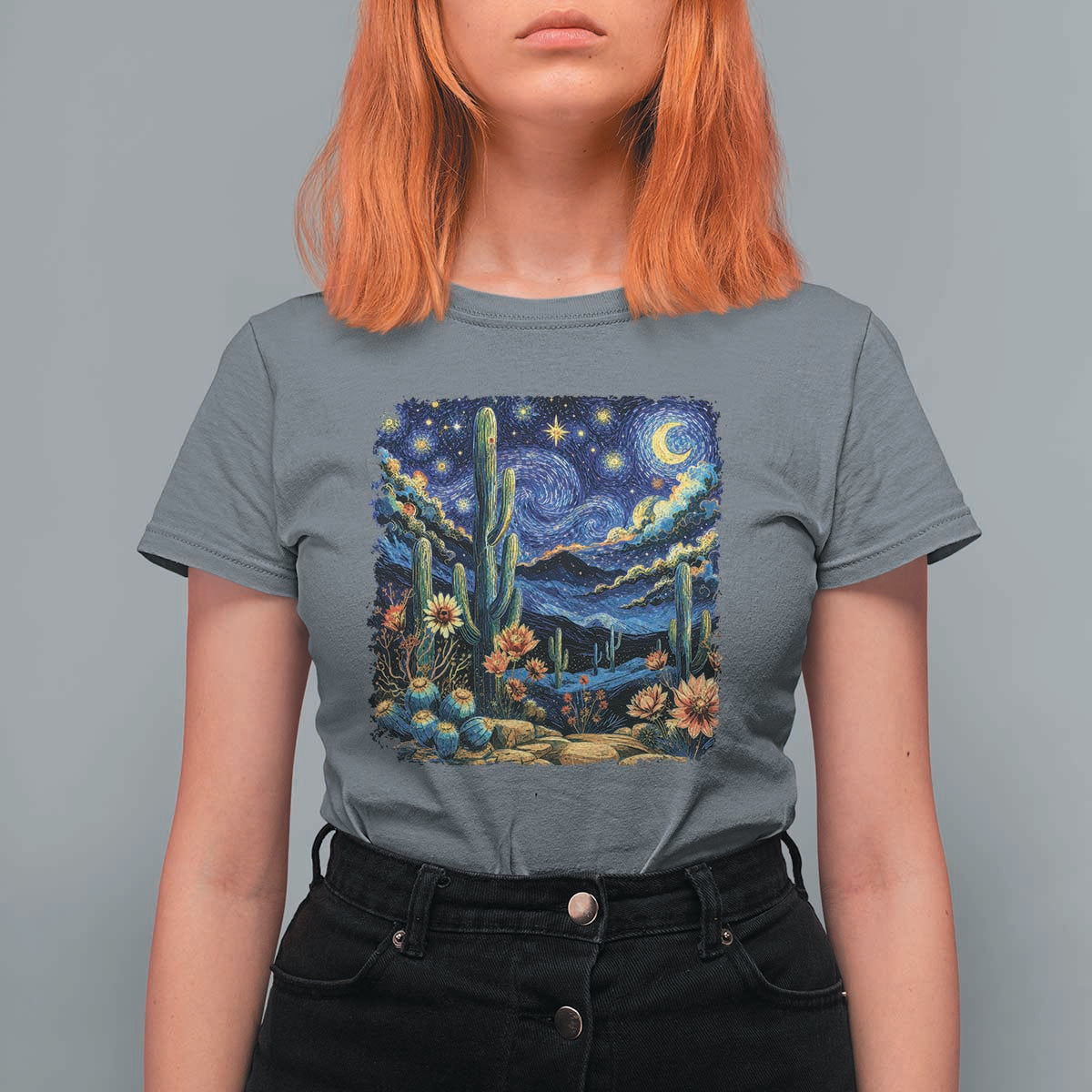 Desert Night Cactus Starry Night Arizona Stars Sky Nature Lover Gift T Shirt For Women