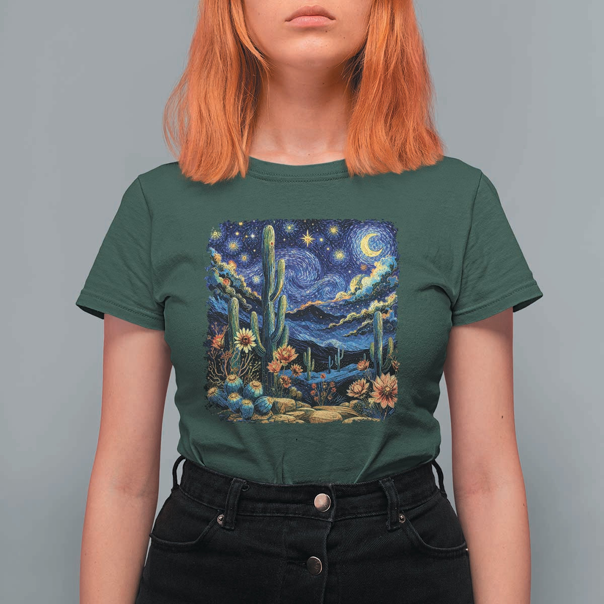 Desert Night Cactus Starry Night Arizona Stars Sky Nature Lover Gift T Shirt For Women