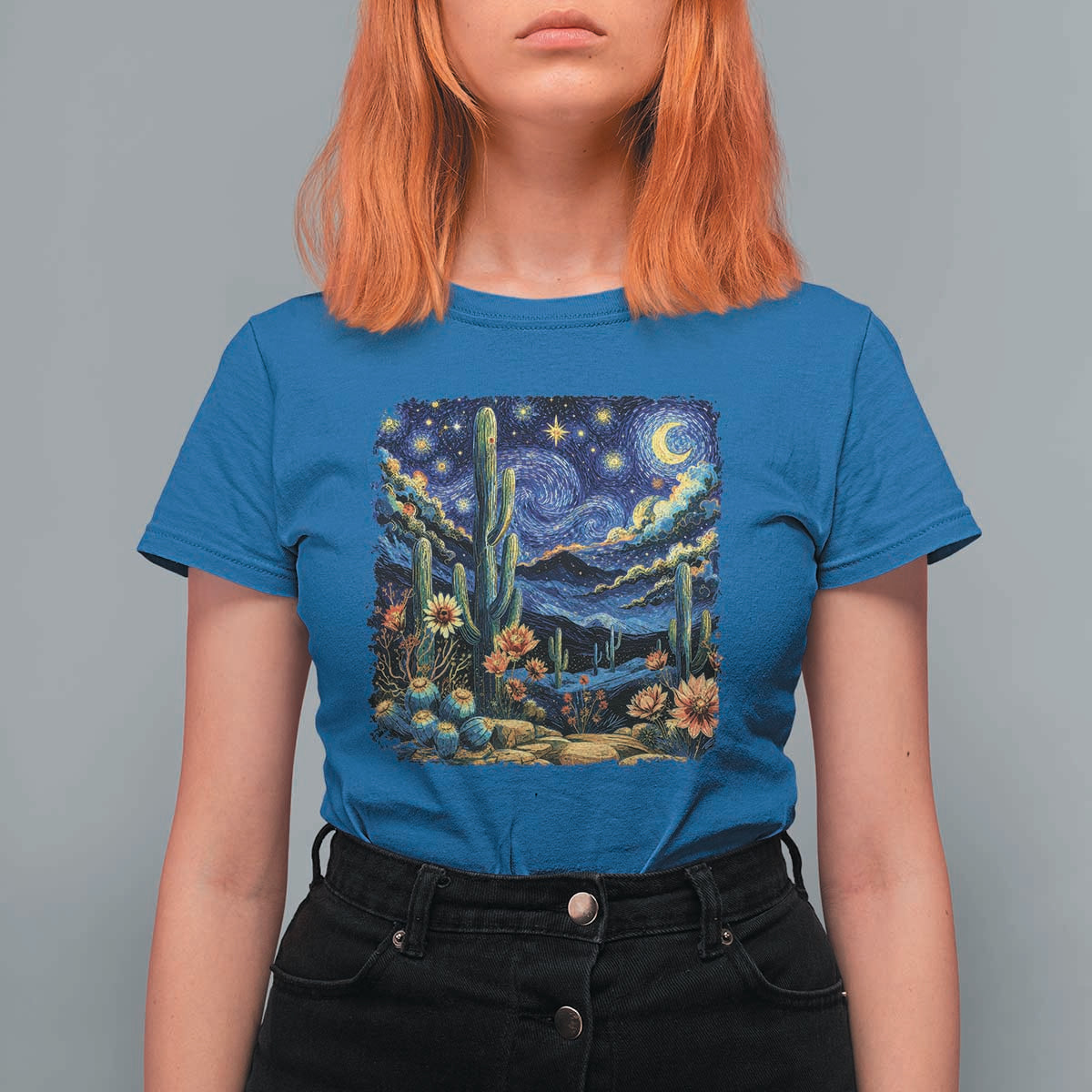 Desert Night Cactus Starry Night Arizona Stars Sky Nature Lover Gift T Shirt For Women