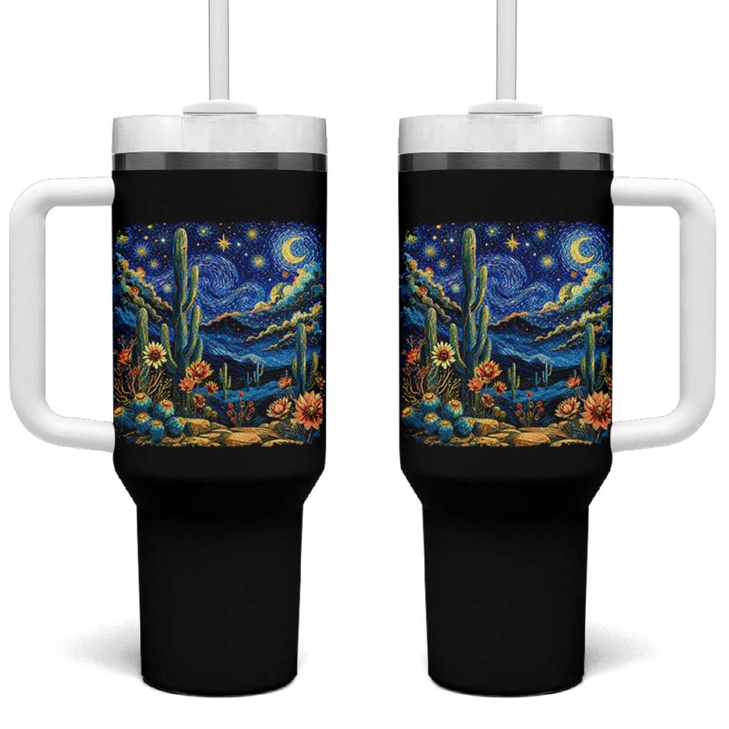 Desert Night Cactus Starry Night Arizona Stars Sky Nature Lover Gift Tumbler With Handle