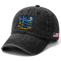 Desert Night Cactus Starry Night Arizona Stars Sky Nature Lover Gift Washed Cotton Baseball Cap