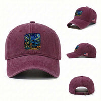 Desert Night Cactus Starry Night Arizona Stars Sky Nature Lover Gift Washed Cotton Baseball Cap