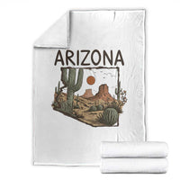 Arizona State Map Desert Landscape Cactus Southwest Throw Blanket