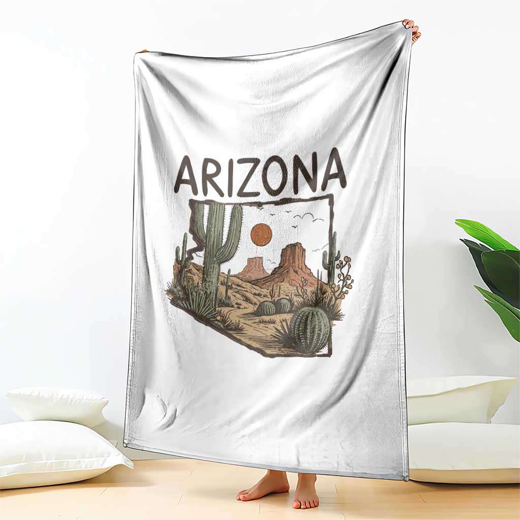 Arizona State Map Desert Landscape Cactus Southwest Throw Blanket
