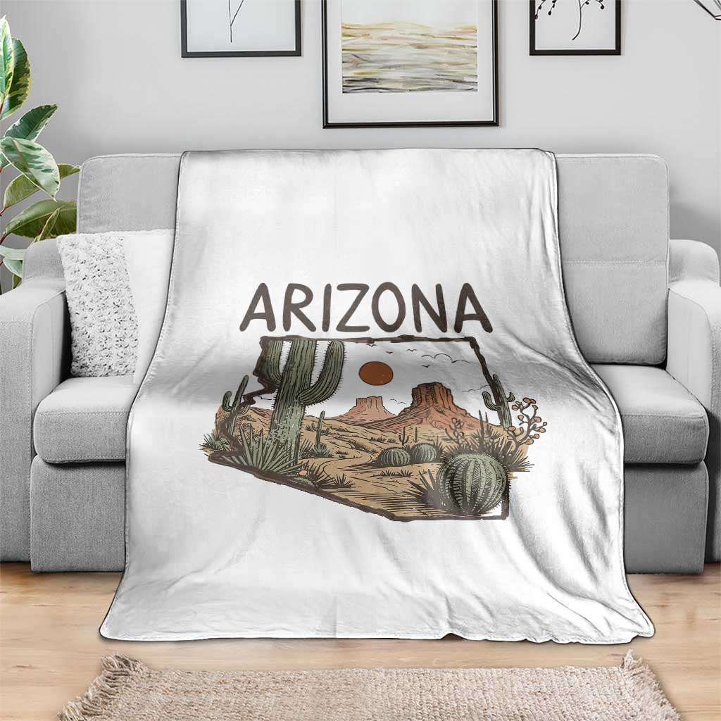 Arizona State Map Desert Landscape Cactus Southwest Throw Blanket