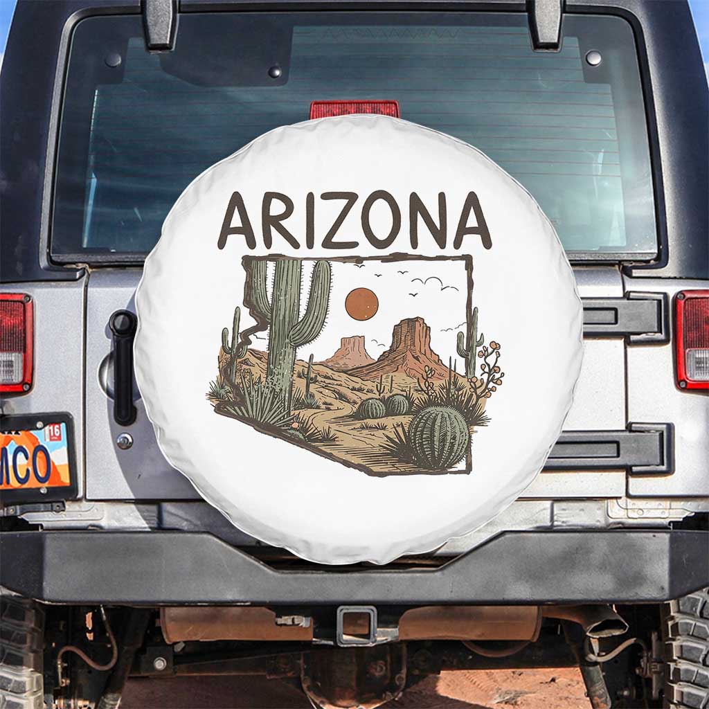 Arizona State Map Desert Landscape Cactus Southwest Spare Tire Cover