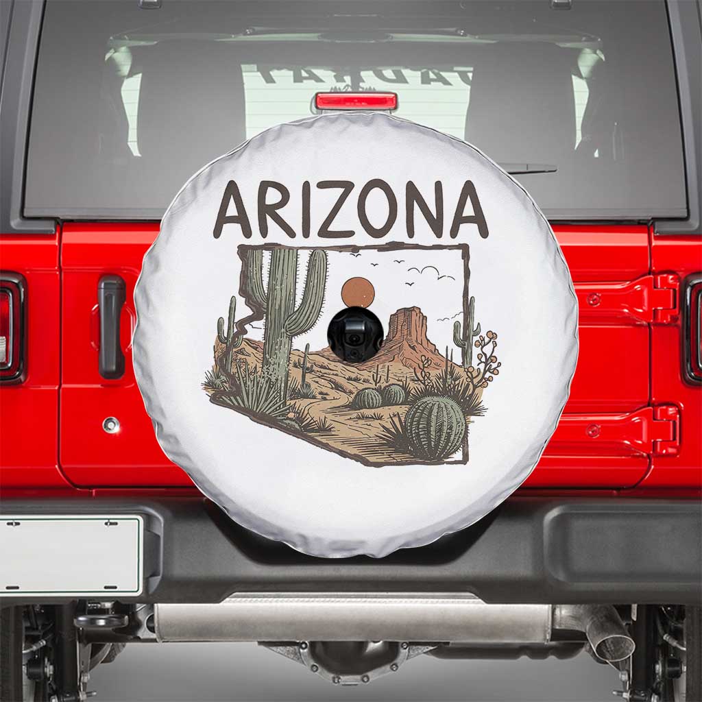 Arizona State Map Desert Landscape Cactus Southwest Spare Tire Cover
