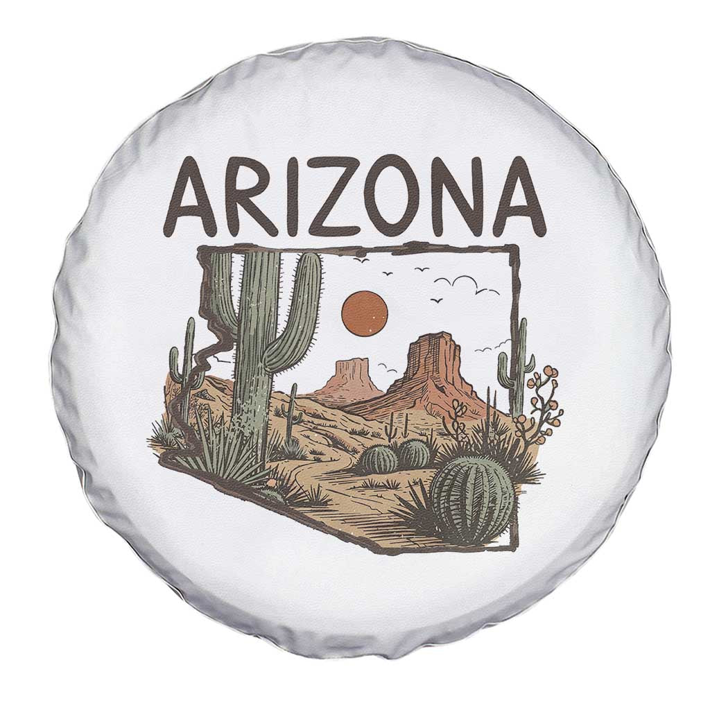 Arizona State Map Desert Landscape Cactus Southwest Spare Tire Cover